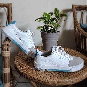 RARE Puma 371925-02 Carina Leather Lace Up Womens Sneakers Shoe womens8.5